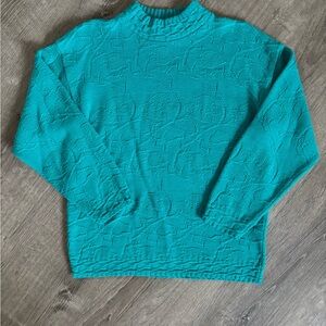 Vintage Sasson Jeans Turquoise Cowl Neck Sweater